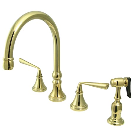 Silver Sage KS2792ZLBS 8-Inch Widespread Kitchen Faucet with Brass Sprayer KS2792ZLBS